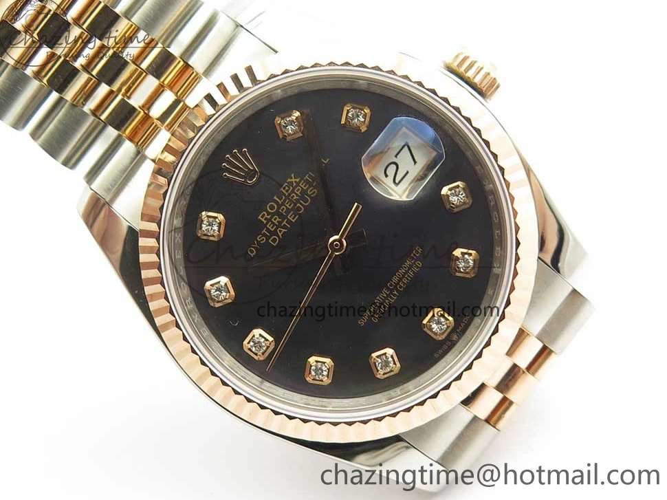 Best AAA Replica Sites 116231 Bracelet Diam on GMF Dial Wrapped 904 3274 SS RG Black FashionForward 36mm SS Wrapped Jubilee A DateJust MOP RG 0121